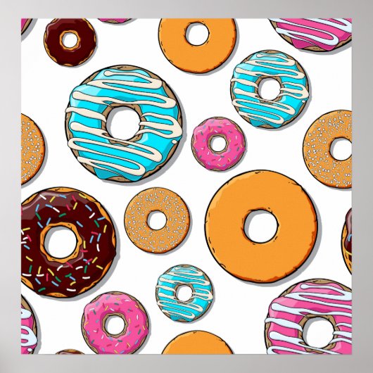 Bright Donut Whimsical Muster Poster (Vorne)