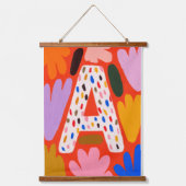 Bright Dopamine Decor Monogram Letter A Tapestry Wandteppich Mit Holzrahmen (Vorderseite)