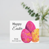 Bright Easter Eggs In Pink and Yellow Postkarte (Stehend Vorderseite)