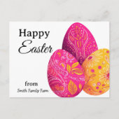 Bright Easter Eggs In Pink and Yellow Postkarte (Vorderseite)