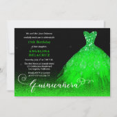 Bright Emerald Green Spanish Gown Quinceañera Einladung (Vorderseite)