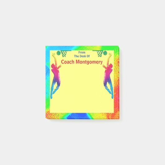 Bright Energetic Basketball Theme for Coach Post-it Klebezettel (Vorderseite)
