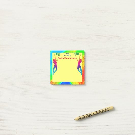 Bright Energetic Basketball Theme for Coach Post-it Klebezettel (Auf Schreibtisch)