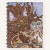 Bright Eyes Owl und Dragon Sketchbook Notizblock (Vorderseite)
