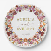 Bright Fall Wildblume Garden Wreath Wedding Pappteller (Vorderseite)