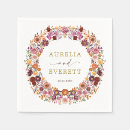 Bright Fall Wildblume Garden Wreath Wedding Serviette