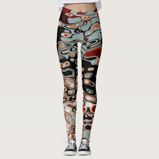 Bright farbenfroh Crazy Wavy Abstraktes Muster Leggings (Vorderseite)