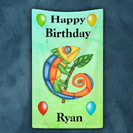 Bright farbenfrohe Birthday Lizard Balloons Kinder Banner