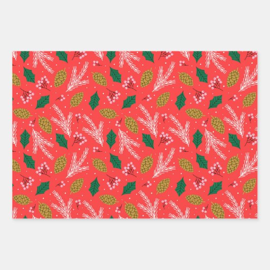 Bright farbenfrohe Boho Weihnachtsbaummuster Geschenkpapier Set (Vorderseite 2)