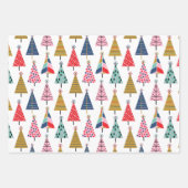 Bright farbenfrohe Boho Weihnachtsbaummuster Geschenkpapier Set (Vorderseite)