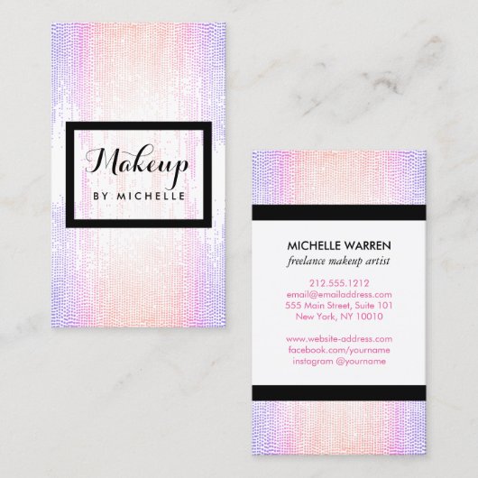 Bright farbenfrohe Confetti Dots Makeup Artist Visitenkarte (Vorne/Hinten)
