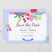 Bright farbenfrohe, kühne Frühlingsfloral Sketch B Save The Date (Vorne/Hinten)