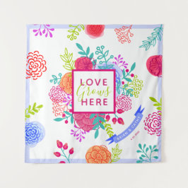 Bright farbenfrohe, kühne Frühlingsfloral Sketch B Wandteppich