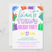 Bright farbenfrohe Lieblings-Dinge Weihnachten Par Einladung (Vorderseite)