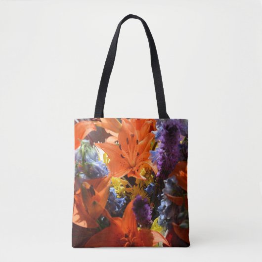 Bright farbenfrohe Orange Lilies Abstrakt Tasche (Vorderseite)