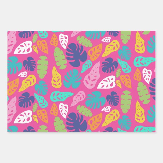 Bright farbenfrohe Tropical Summer Blätter Muster (Vorderseite 3)