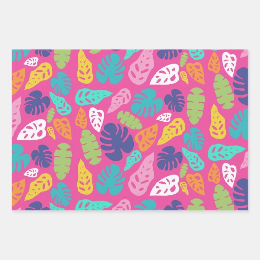 Bright farbenfrohe Tropical Summer Blätter Muster (Vorderseite 2)