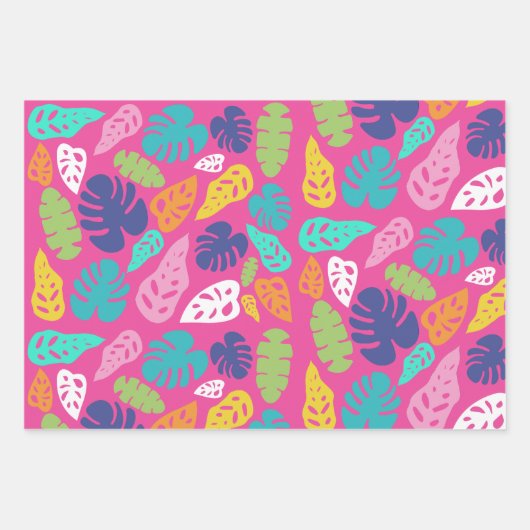 Bright farbenfrohe Tropical Summer Blätter Muster (Vorderseite)