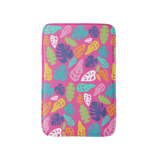 Bright farbenfrohe Tropical Summer Blätter Muster Badematte (Vorderseite Vertikal)