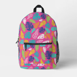 Bright farbenfrohe Tropical Summer Blätter Muster Bedruckter Rucksack