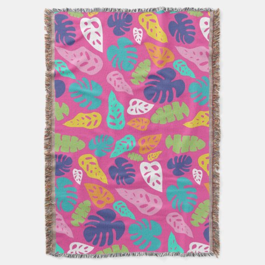 Bright farbenfrohe Tropical Summer Blätter Muster Decke (Vorderseite Vertikal)