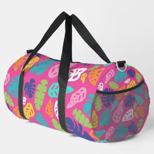 Bright farbenfrohe Tropical Summer Blätter Muster Duffle Bag (Rechte Ecke)