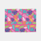 Bright farbenfrohe Tropical Summer Blätter Muster Fleecedecke (Vorderseite (Horizontal))