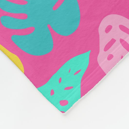 Bright farbenfrohe Tropical Summer Blätter Muster Fleecedecke (Ecke)