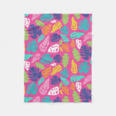 Bright farbenfrohe Tropical Summer Blätter Muster Fleecedecke (Vorderseite)