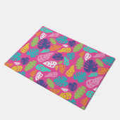 Bright farbenfrohe Tropical Summer Blätter Muster Fußmatte (Schrägansicht)