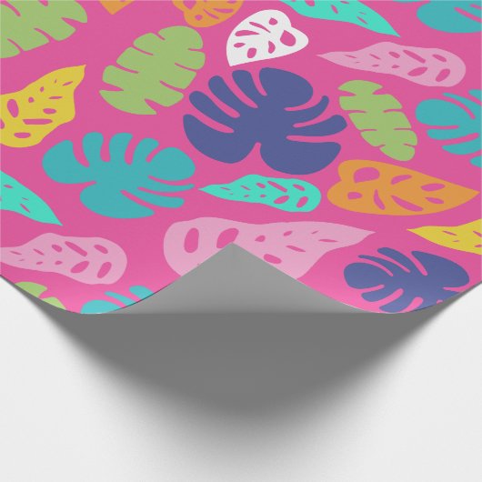 Bright farbenfrohe Tropical Summer Blätter Muster Geschenkpapier (Ecke)