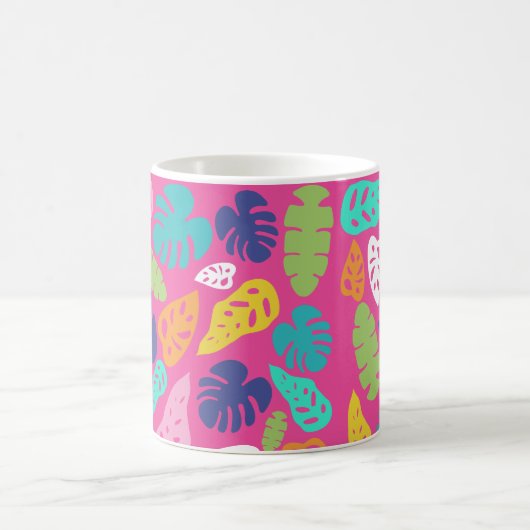 Bright farbenfrohe Tropical Summer Blätter Muster Kaffeetasse (Mittel)