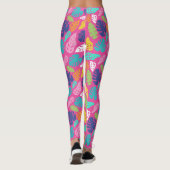 Bright farbenfrohe Tropical Summer Blätter Muster Leggings (Rückseite)
