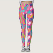 Bright farbenfrohe Tropical Summer Blätter Muster Leggings (Vorderseite)