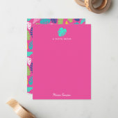 Bright farbenfrohe Tropical Summer Blätter Muster Mitteilungskarte (Vorderseite/Rückseite Beispiel)