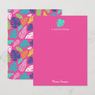 Bright farbenfrohe Tropical Summer Blätter Muster Mitteilungskarte