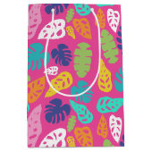 Bright farbenfrohe Tropical Summer Blätter Muster Mittlere Geschenktüte (Vorderseite)