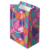 Bright farbenfrohe Tropical Summer Blätter Muster Mittlere Geschenktüte (Rückseite Schrägansicht)