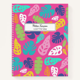 Bright farbenfrohe Tropical Summer Blätter Muster Notizblock