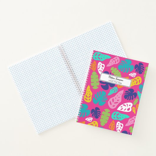 Bright farbenfrohe Tropical Summer Blätter Muster Notizblock (Innenseite)