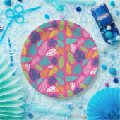 Bright farbenfrohe Tropical Summer Blätter Muster Pappteller (Party)