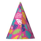 Bright farbenfrohe Tropical Summer Blätter Muster Partyhütchen (Rückseite)