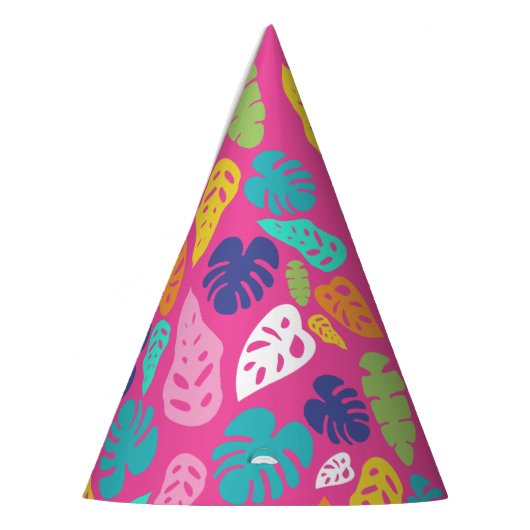 Bright farbenfrohe Tropical Summer Blätter Muster Partyhütchen (Links)