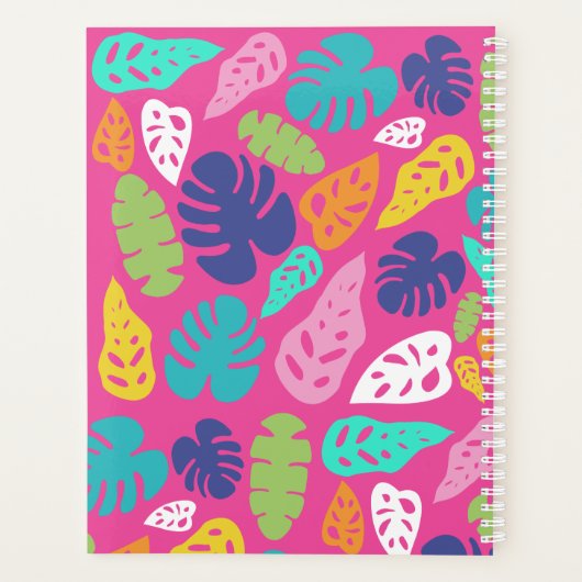 Bright farbenfrohe Tropical Summer Blätter Muster Planer (Rückseite)