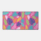 Bright farbenfrohe Tropical Summer Blätter Muster Schreibtischunterlage (Vorderseite)