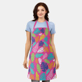 Bright farbenfrohe Tropical Summer Blätter Muster Schürze (Getragen)