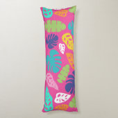 Bright farbenfrohe Tropical Summer Blätter Muster Seitenschläferkissen (Rückseite (Vertikal))