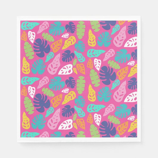 Bright farbenfrohe Tropical Summer Blätter Muster Serviette (Vorderseite)