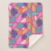 Bright farbenfrohe Tropical Summer Blätter Muster Sherpadecke (Vorderseite)