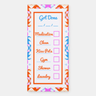 Bright farbenfroher Fun Adult ADHD Checklist Plann Magnetischer Notizblock